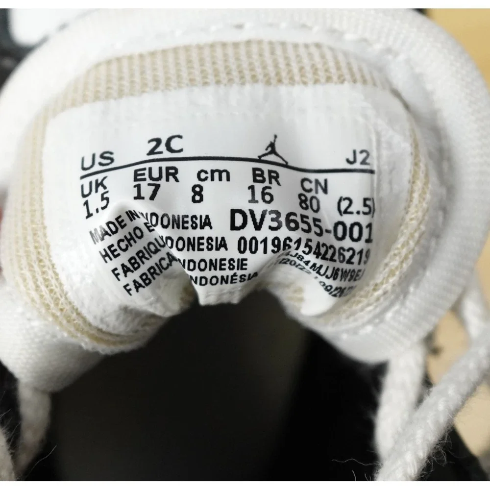 New Nike Air Jordan 1 High TD Toddler Size 2C Black White DV3655-001 Retro Panda